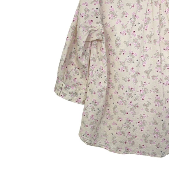 Lane Bryant Cotton Button Front Floral 3/4 Sleeves Top Pink NWT - Picture 8 of 13